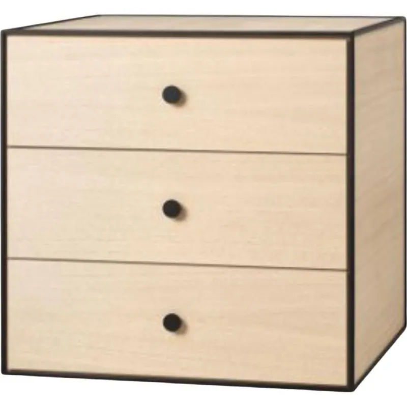 Pamono 49 Oak Frame Box with 3 Drawers by Lassen> Trunks, Crates & Baskets