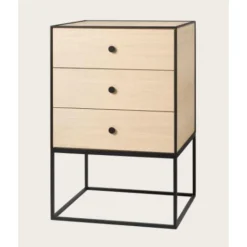 Pamono 49 Oak Frame Box with 3 Drawers by Lassen><noscript><img width=