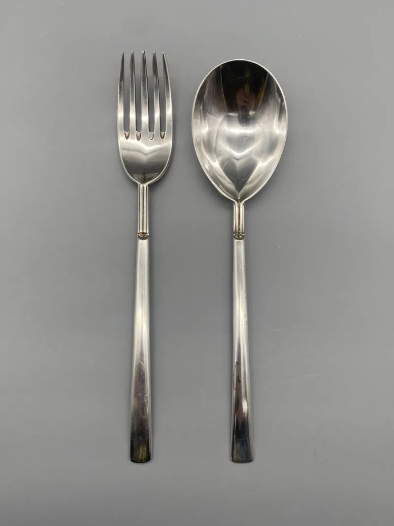 Pamono 925 Silver Fork and Spoon by Carlo Scarpa for Cleto Munari, 1977, Set of 2> Cutlery & Serving Utensils