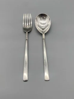 Pamono 925 Silver Fork and Spoon by Carlo Scarpa for Cleto Munari, 1977, Set of 2> Cutlery & Serving Utensils