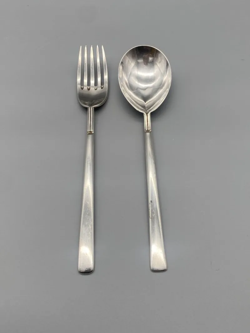 Pamono 925 Silver Fork and Spoon by Carlo Scarpa for Cleto Munari, 1977, Set of 2> Cutlery & Serving Utensils