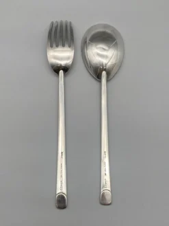 Pamono 925 Silver Fork and Spoon by Carlo Scarpa for Cleto Munari, 1977, Set of 2><noscript><img width=