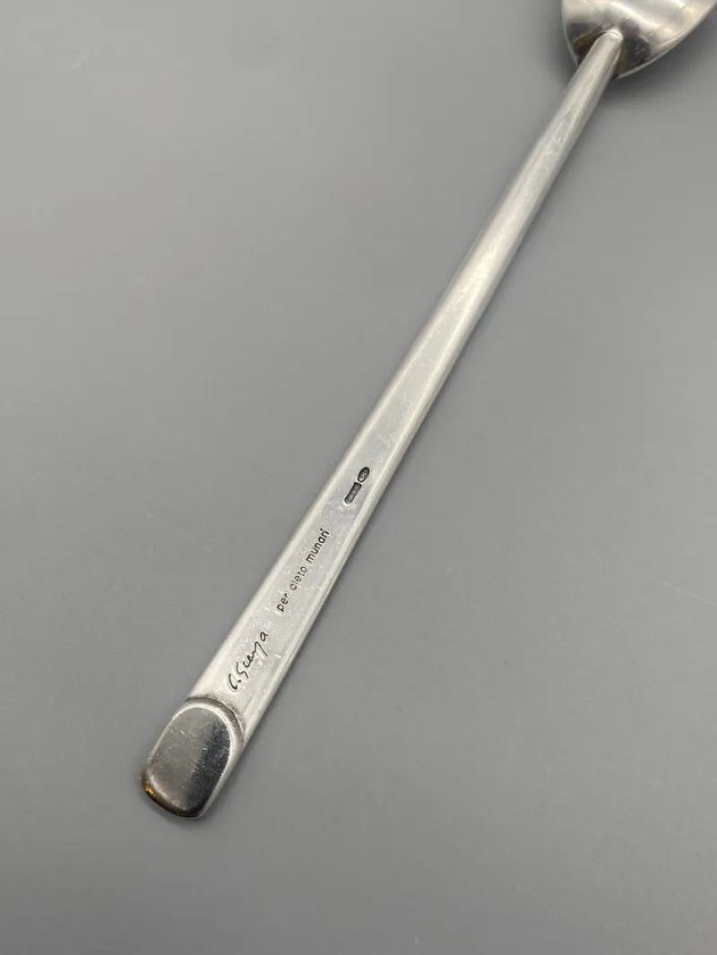 Pamono 925 Silver Fork and Spoon by Carlo Scarpa for Cleto Munari, 1977, Set of 2> Cutlery & Serving Utensils