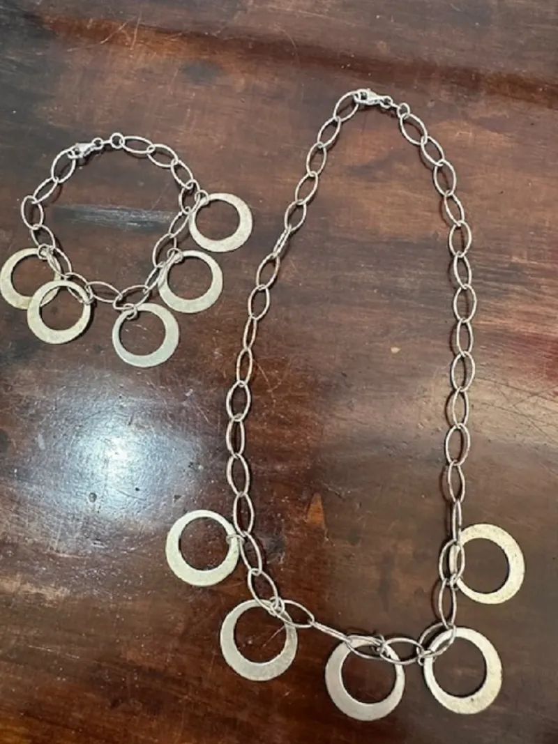 Sale Pamono 925 Silver Necklace and Bracelet Set, 1980s, Set of 2