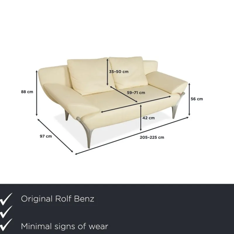 Pamono 1600 Two-Seater Cream Sofa in Leather from Rolf Benz