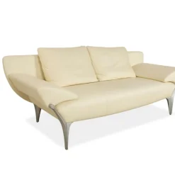 Pamono 1600 Two-Seater Cream Sofa in Leather from Rolf Benz