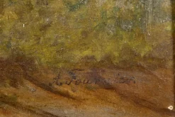Pamono A. Fournier, Mountain Lake with Rowing Boats and River, 1950, Oil on Canvas><noscript><img width=