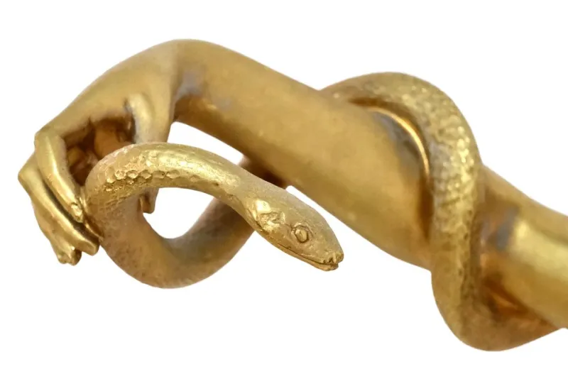 Pamono A. Lefebvre, Snake Charmer Lady, 1900s, Fire-Gilded Bronze> Art Nouveau