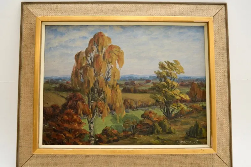 Sale Pamono A. Madssen, Impressionist Style Landscape, 1925, Oil on Canvas