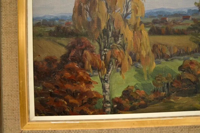 Sale Pamono A. Madssen, Impressionist Style Landscape, 1925, Oil on Canvas