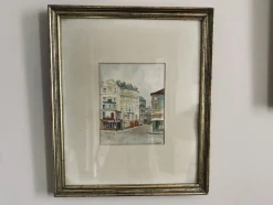 Pamono A. Paly, Parisian Street Scene with Berlin Bar, Watercolor, Framed> Impressionist