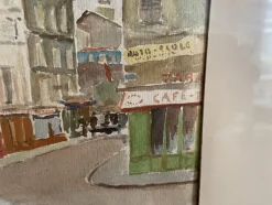 Pamono A. Paly, Parisian Street Scene with Berlin Bar, Watercolor, Framed><noscript><img width=