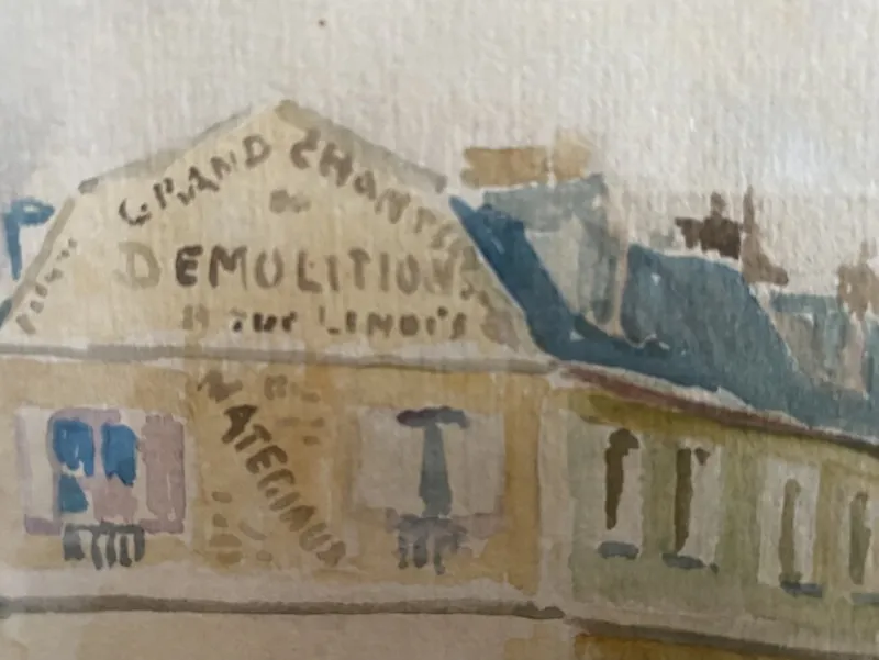Pamono A. Paly, Parisian Street Scene with Berlin Bar, Watercolor, Framed> Impressionist