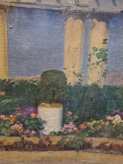 Pamono A Scottroy, View of Paris, Les Invalides and Sacre Coeur, Art Deco Garden, 1931, Oil on Canvas><noscript><img width=