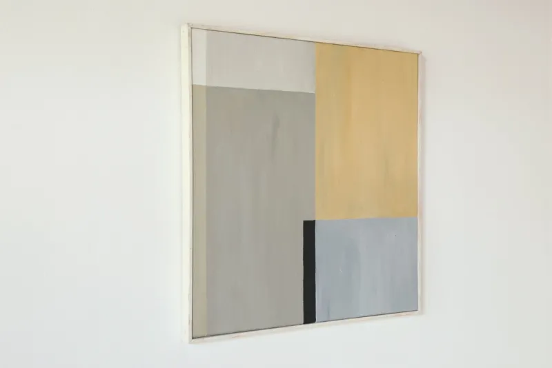 Pamono Abstract Artwork in Yellow, Beige, White and Gray, 1960s, Oil on Canvas