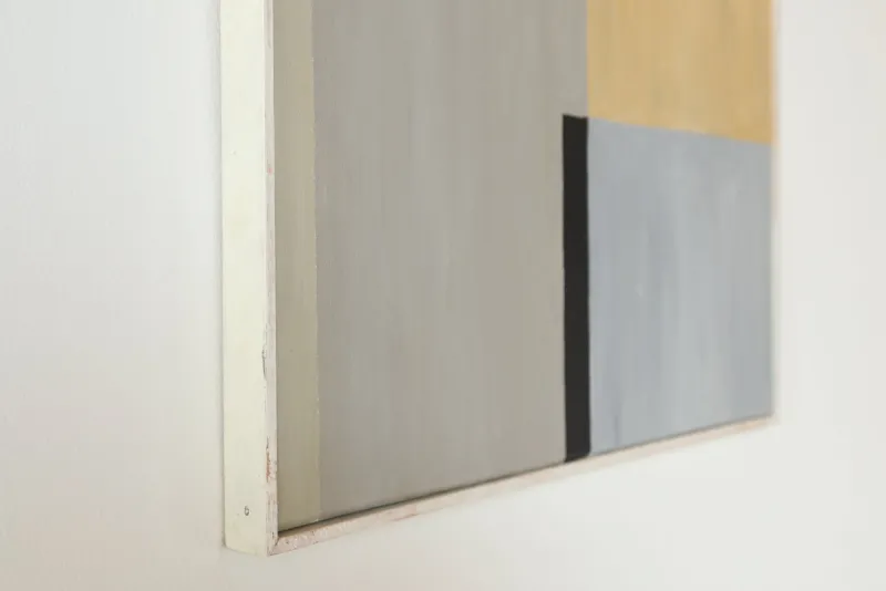 Pamono Abstract Artwork in Yellow, Beige, White and Gray, 1960s, Oil on Canvas