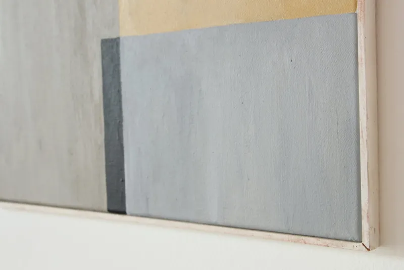 Pamono Abstract Artwork in Yellow, Beige, White and Gray, 1960s, Oil on Canvas
