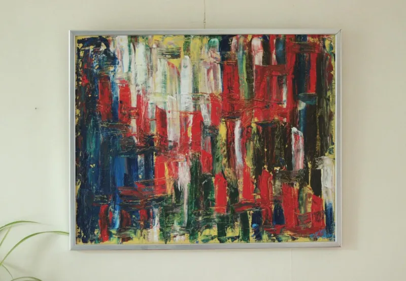 Hot Pamono Abstract Composition, Oil on Canvas, 1960s, Framed