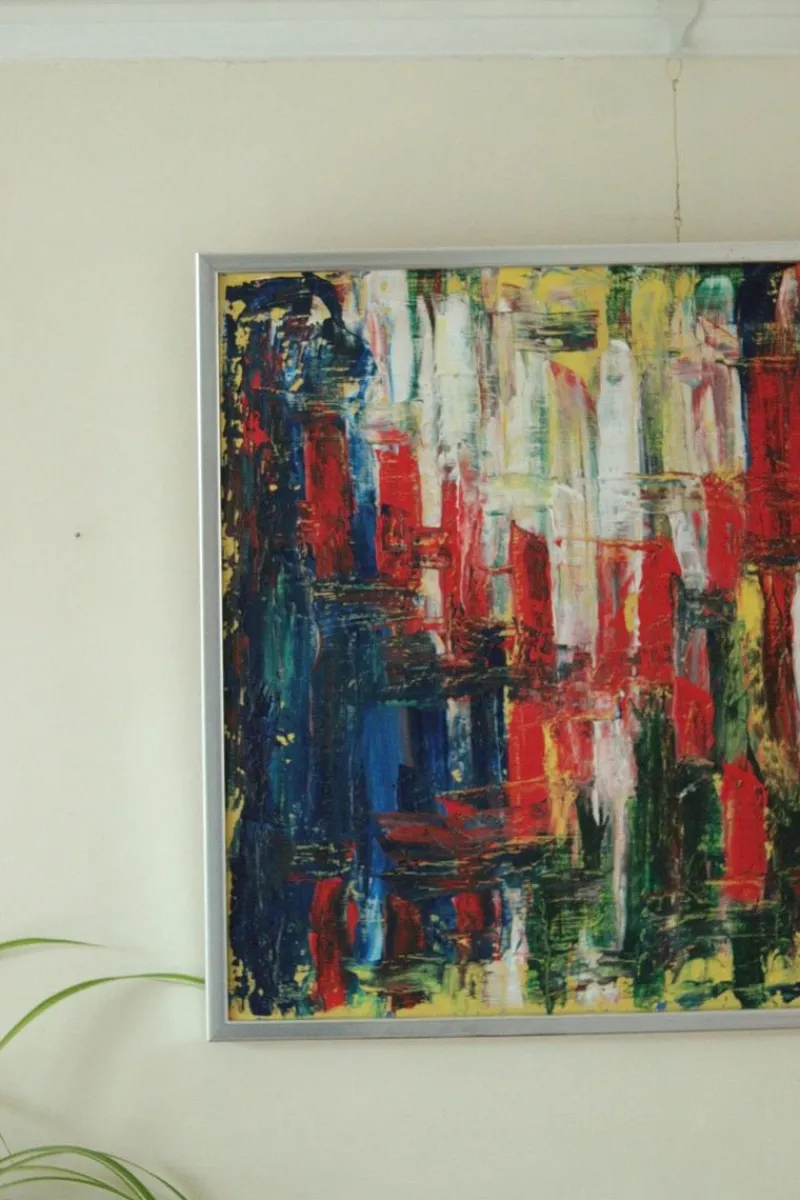 Hot Pamono Abstract Composition, Oil on Canvas, 1960s, Framed