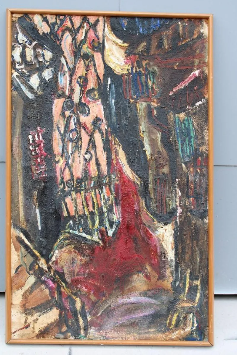 Clearance Pamono Abstract Painting, 1950s, Oil on Canvas