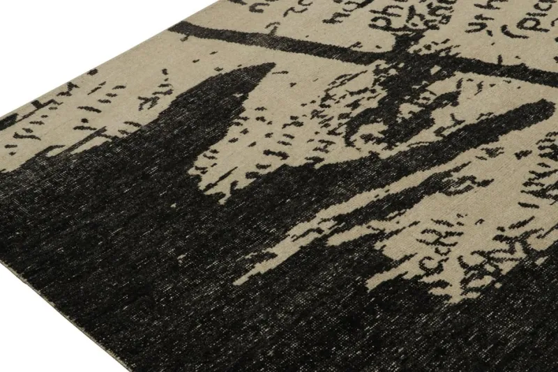 Pamono Abstract Rug in Beige with Black Script and Pattern from R&K Principal Jahanshah Nazmiyal> Carpets & Textiles|Carpets & Textiles