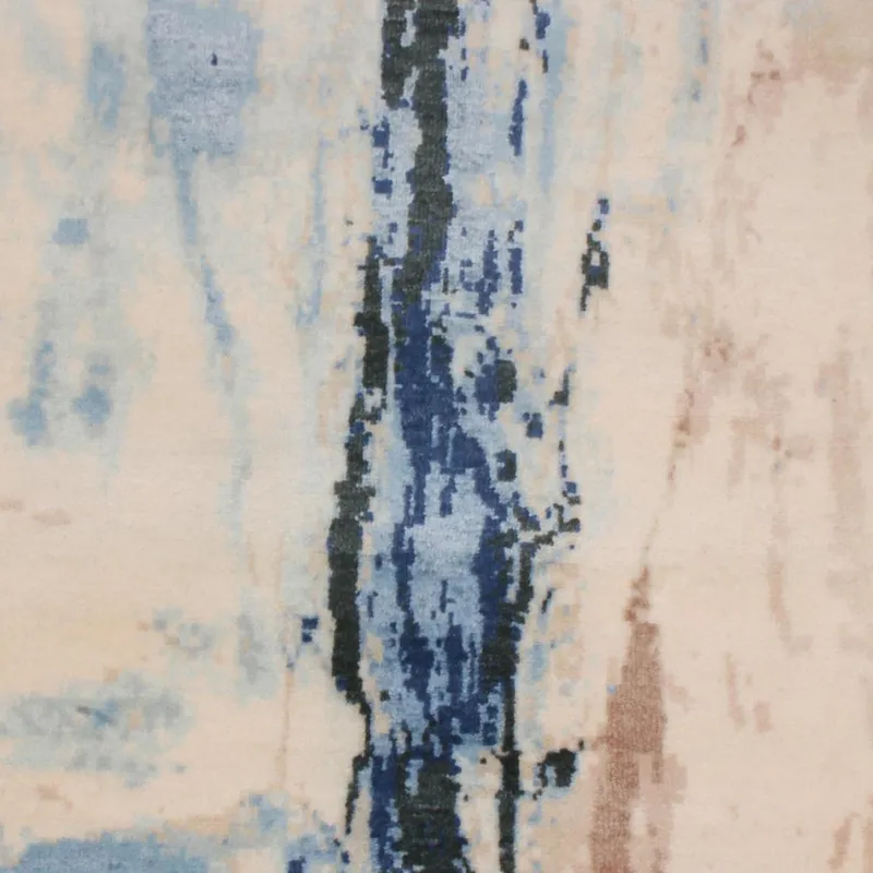 Pamono Abstract Rug with Beige and Blue Distressed Pattern from R&K Principal Jahanshah Nazmiyal> Carpets & Textiles|Carpets & Textiles