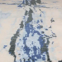 Pamono Abstract Rug with Beige and Blue Distressed Pattern from R&K Principal Jahanshah Nazmiyal><noscript><img width=
