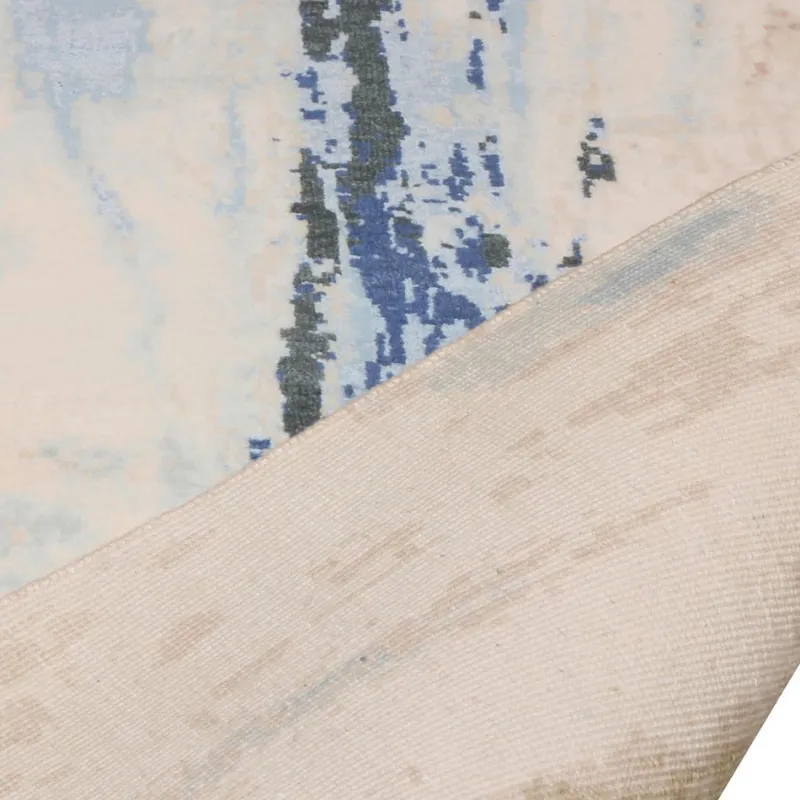 Pamono Abstract Rug with Beige and Blue Distressed Pattern from R&K Principal Jahanshah Nazmiyal> Carpets & Textiles|Carpets & Textiles