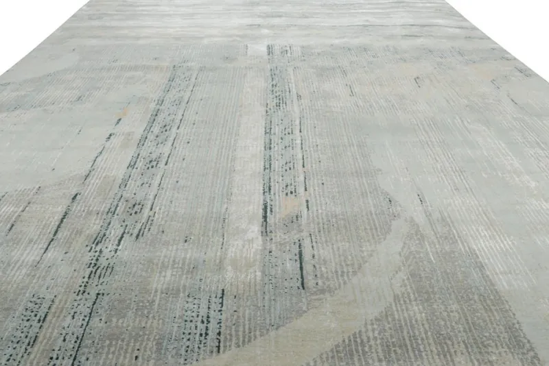 Pamono Abstract Rug with Gray and Blue Geometric Patterns from R&K Principal Jahanshah Nazmiyal> Carpets & Textiles|Carpets & Textiles