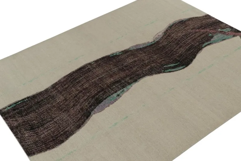 Outlet Pamono Abstract Rug with Purple Pattern from R&K Principal Jahanshah Nazmiyal