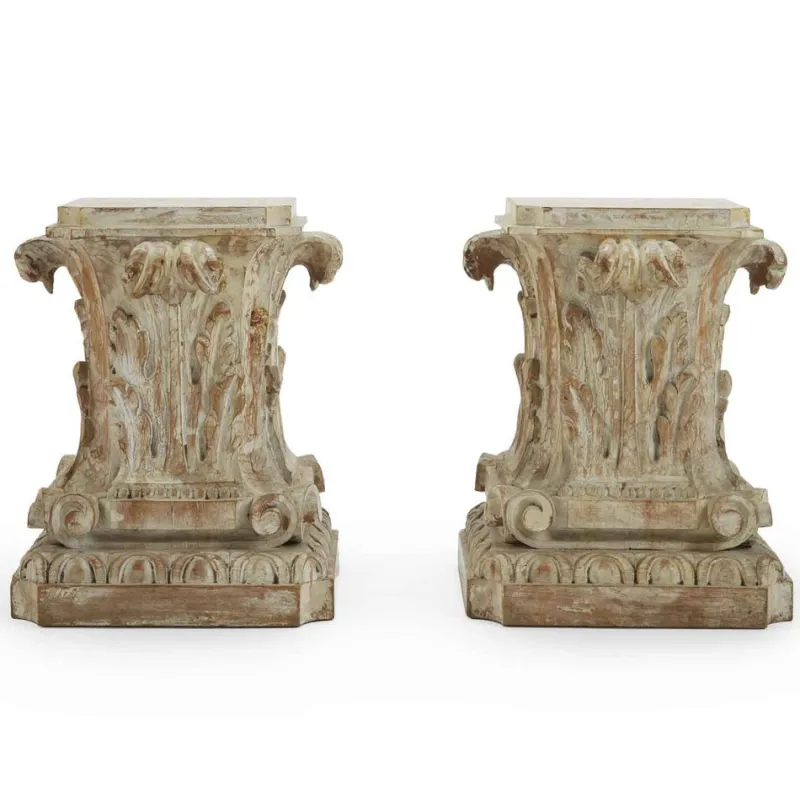 Discount Pamono Acanthus Leaf Carved Capitals, 1900, Set of 2