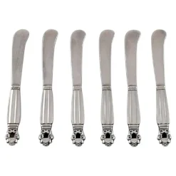 Pamono Acorn Butter Knives in Sterling Silver from Georg Jensen, Set of 6> Cutlery & Serving Utensils