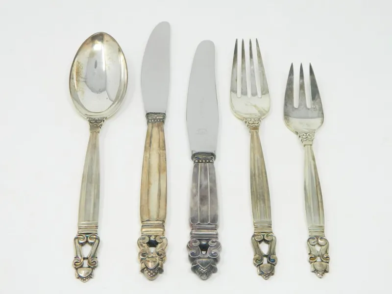 Online Pamono Acorn Cutlery in Sterling Silver by Johan Rohde for Georg Jensen, Set of 5