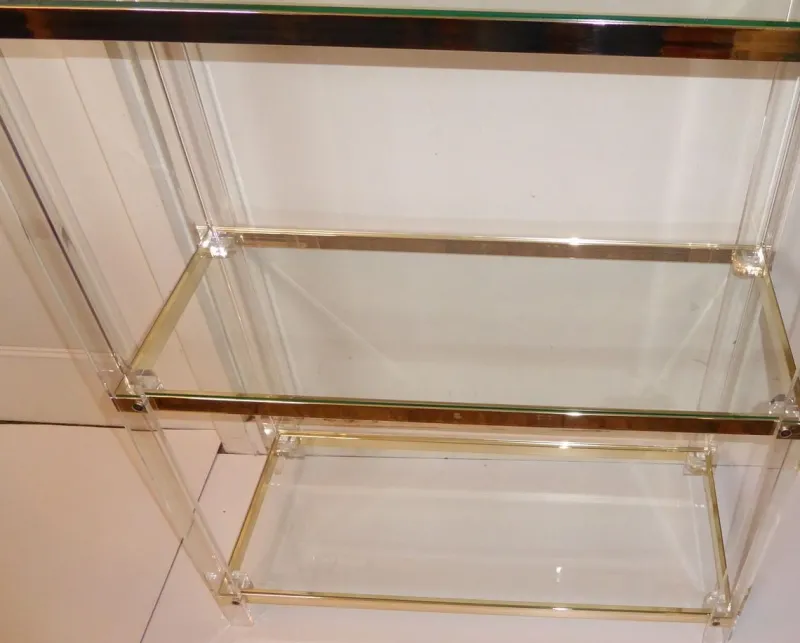 Pamono Acrylic Glass, Acrylic & Brass Glass Shelf> Shelves & Wall Units