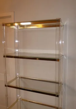 Pamono Acrylic Glass, Acrylic & Brass Glass Shelf><noscript><img width=