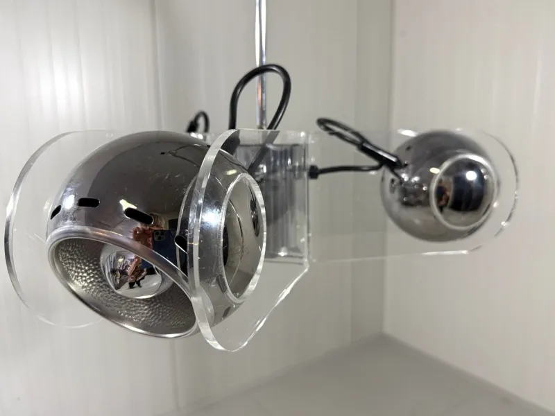 Pamono Acrylic Glass Hanging Lamp in the style of Gino Sarfatti, 1970s> Ceiling Lights