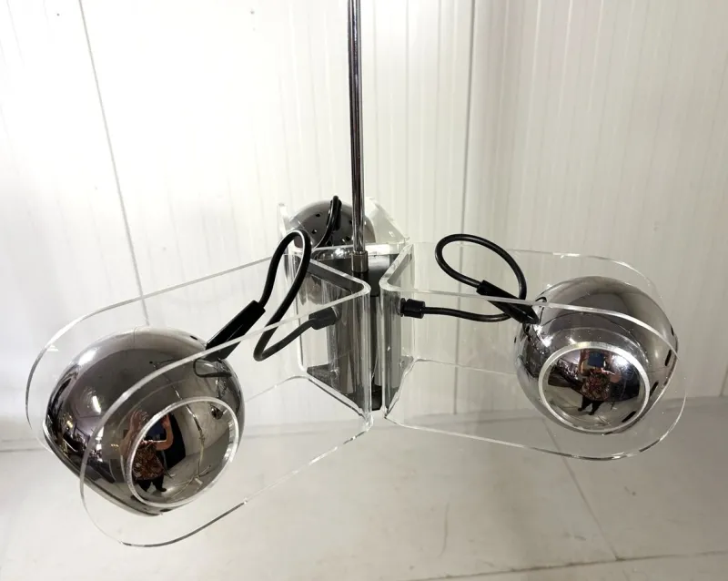 Pamono Acrylic Glass Hanging Lamp in the style of Gino Sarfatti, 1970s> Ceiling Lights