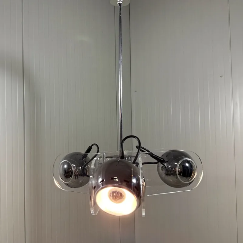 Pamono Acrylic Glass Hanging Lamp in the style of Gino Sarfatti, 1970s> Ceiling Lights