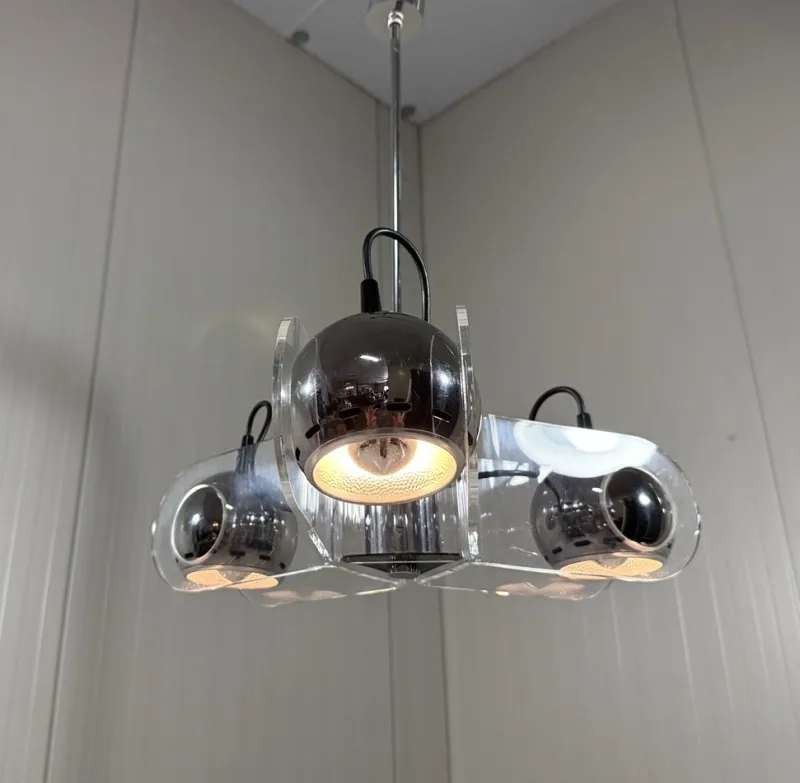 Pamono Acrylic Glass Hanging Lamp in the style of Gino Sarfatti, 1970s> Ceiling Lights