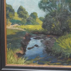 Best Pamono Adelbert Wimmenauer, Impressionist Landscape, 1890s, Oil on Canvas, Framed