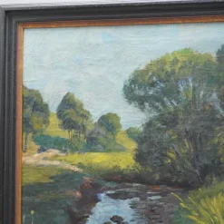 Best Pamono Adelbert Wimmenauer, Impressionist Landscape, 1890s, Oil on Canvas, Framed