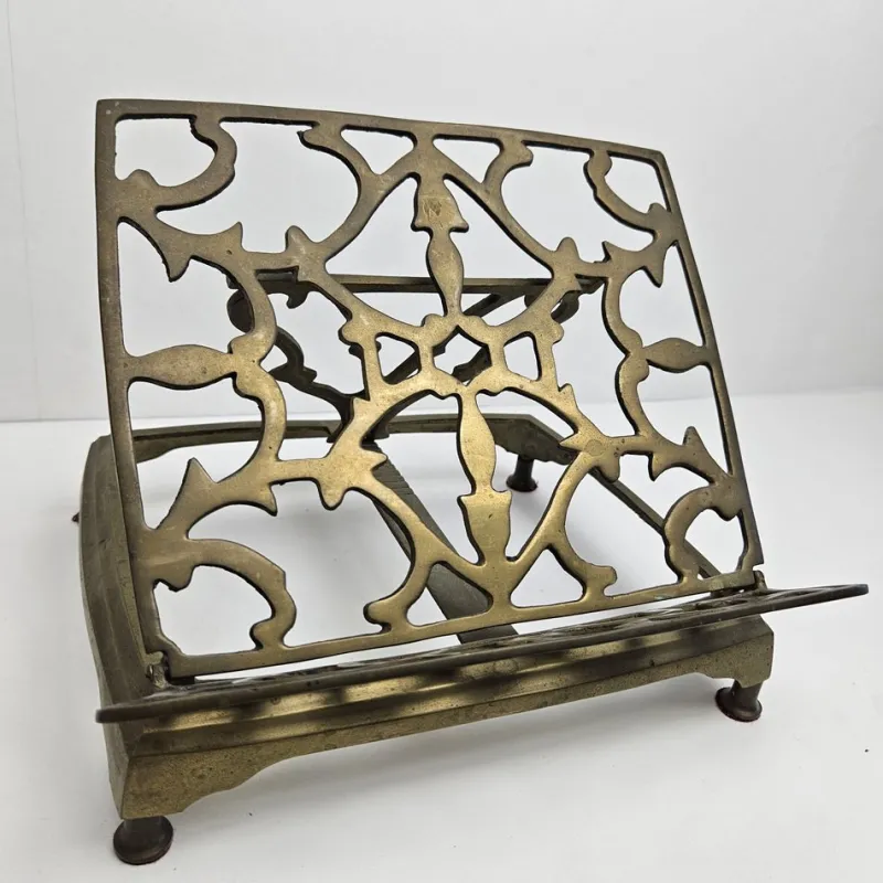 Pamono Adjustable Book or Magazine Stand in Brass, 1890s> Magazine Racks