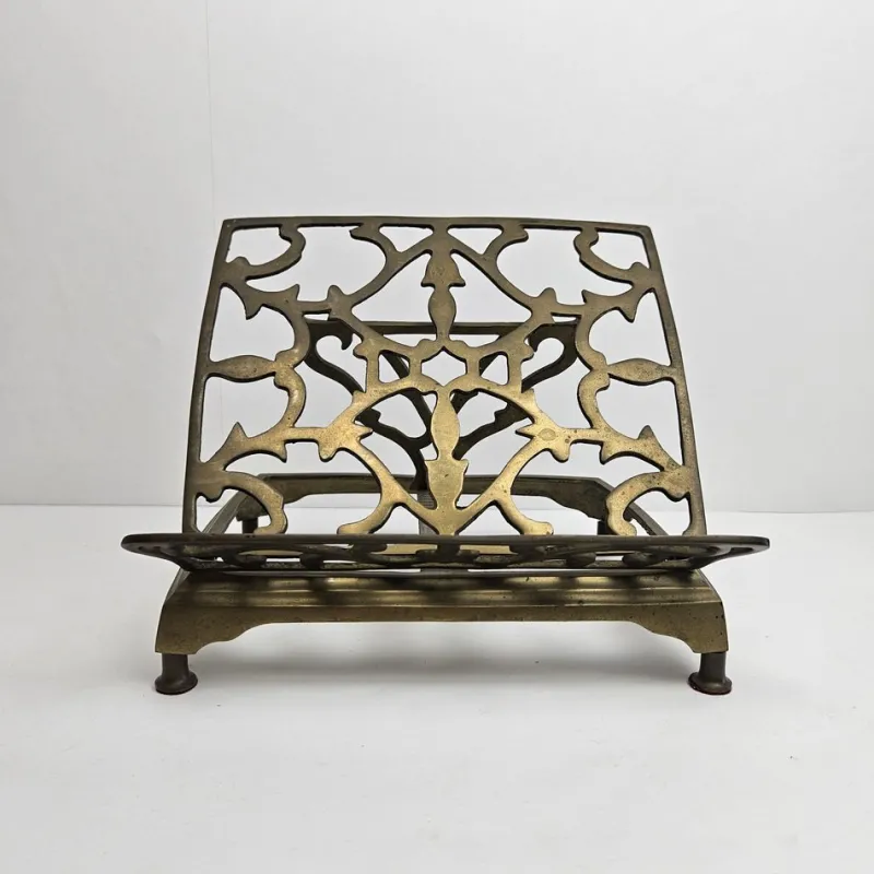 Pamono Adjustable Book or Magazine Stand in Brass, 1890s> Magazine Racks
