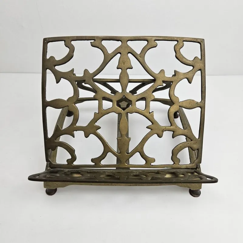 Pamono Adjustable Book or Magazine Stand in Brass, 1890s> Magazine Racks