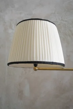 Pamono Adjustable Brass Floor Lamps with Fabric Lampshade, 1970s, Set of 2><noscript><img width=