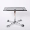 Pamono Adjustable Coffee Table in Chrome & Smoked Glass with Wheels from Allegri Arredamenti, 1970s> Worktables & Workbenches