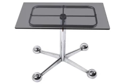 Pamono Adjustable Coffee Table in Chrome & Smoked Glass with Wheels from Allegri Arredamenti, 1970s> Worktables & Workbenches