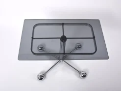 Pamono Adjustable Coffee Table in Chrome & Smoked Glass with Wheels from Allegri Arredamenti, 1970s><noscript><img width=