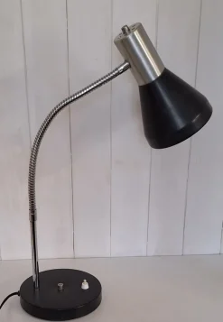 Pamono Adjustable Desk Lamp with Chrome-Plated and Black Painted Metal Frame, 1980s><noscript><img width=