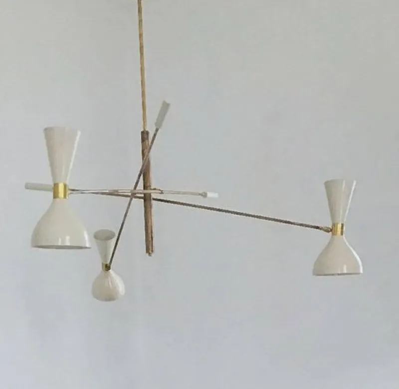 Pamono Adjustable Three-Arm Chandelier by Silvio Piattelli> Ceiling Lights